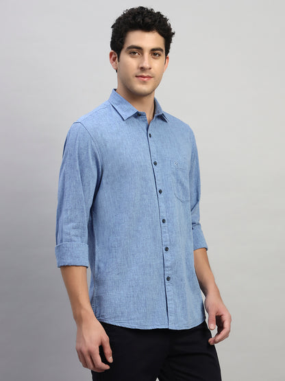 Casual Shirt for Men | Breathable & Soft with Color Fastness Regular Fit Spread Collar Neck Cotton Fabric Self Design Pattern