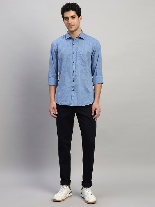 Casual Shirt for Men | Breathable & Soft with Color Fastness Regular Fit Spread Collar Neck Cotton Fabric Self Design Pattern