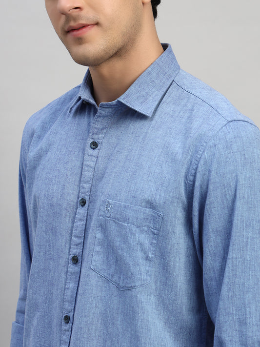 Casual Shirt for Men | Breathable & Soft with Color Fastness Regular Fit Spread Collar Neck Cotton Fabric Self Design Pattern
