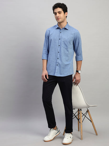 Casual Shirt for Men | Breathable & Soft with Color Fastness Regular Fit Spread Collar Neck Cotton Fabric Self Design Pattern