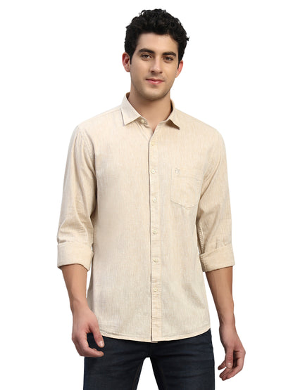 Casual Shirt for Men | Breathable & Soft with Color Fastness Regular Fit Spread Collar Neck Cotton Fabric Self Design Pattern