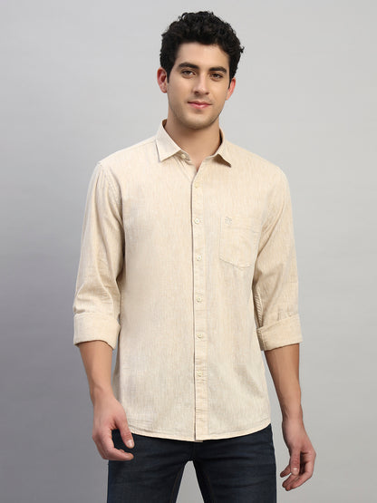 Casual Shirt for Men | Breathable & Soft with Color Fastness Regular Fit Spread Collar Neck Cotton Fabric Self Design Pattern