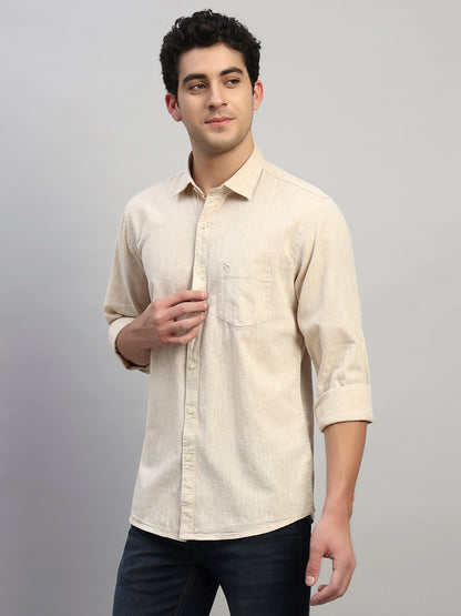 Casual Shirt for Men | Breathable & Soft with Color Fastness Regular Fit Spread Collar Neck Cotton Fabric Self Design Pattern