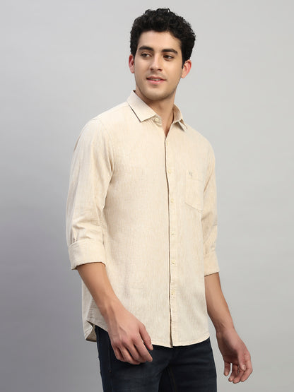 Casual Shirt for Men | Breathable & Soft with Color Fastness Regular Fit Spread Collar Neck Cotton Fabric Self Design Pattern