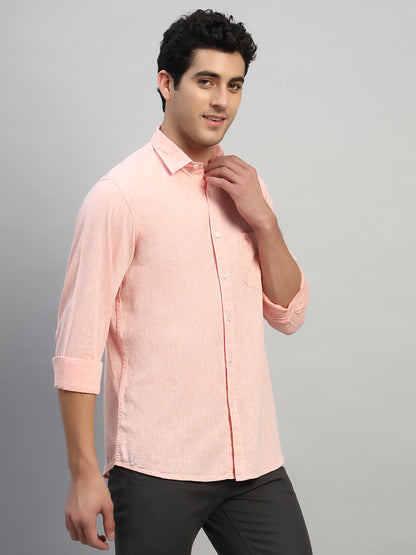 Casual Shirt for Men | Breathable & Soft with Color Fastness Regular Fit Spread Collar Neck Cotton Fabric Self Design Pattern