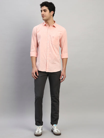 Casual Shirt for Men | Breathable & Soft with Color Fastness Regular Fit Spread Collar Neck Cotton Fabric Self Design Pattern