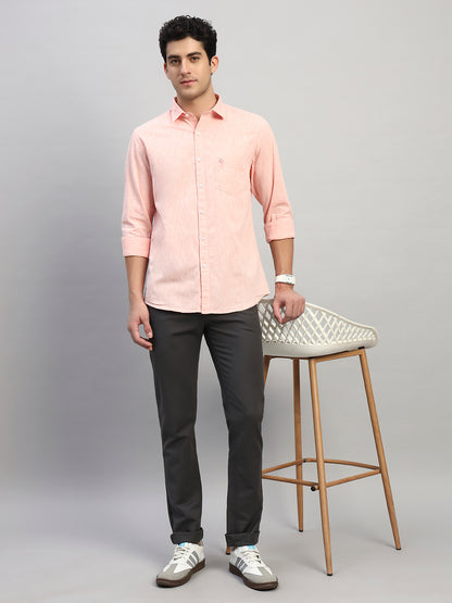 Casual Shirt for Men | Breathable & Soft with Color Fastness Regular Fit Spread Collar Neck Cotton Fabric Self Design Pattern