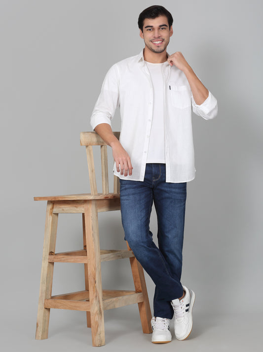 Casual Shirt for Men | Breathable & Soft with Color Fastness Regular Fit Spread Collar Neck Cotton Fabric Solid Pattern