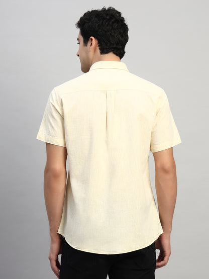 Casual Shirt for Men | Breathable & Soft with Color Fastness Regular Fit Spread Collar Neck Cotton Fabric Solid Pattern