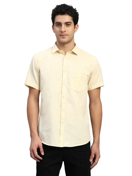 Casual Shirt for Men | Breathable & Soft with Color Fastness Regular Fit Spread Collar Neck Cotton Fabric Solid Pattern