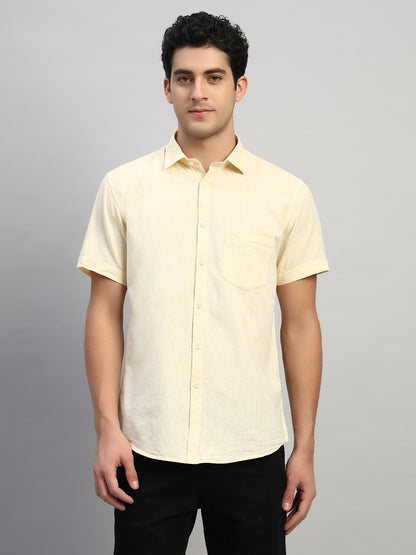 Casual Shirt for Men | Breathable & Soft with Color Fastness Regular Fit Spread Collar Neck Cotton Fabric Solid Pattern