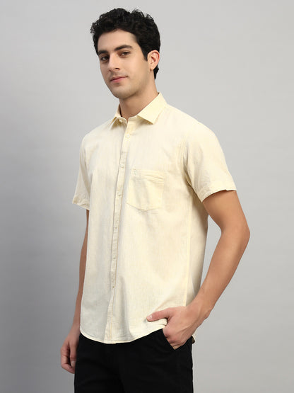 Casual Shirt for Men | Breathable & Soft with Color Fastness Regular Fit Spread Collar Neck Cotton Fabric Solid Pattern