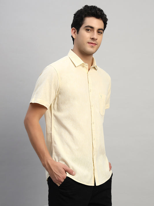 Casual Shirt for Men | Breathable & Soft with Color Fastness Regular Fit Spread Collar Neck Cotton Fabric Solid Pattern