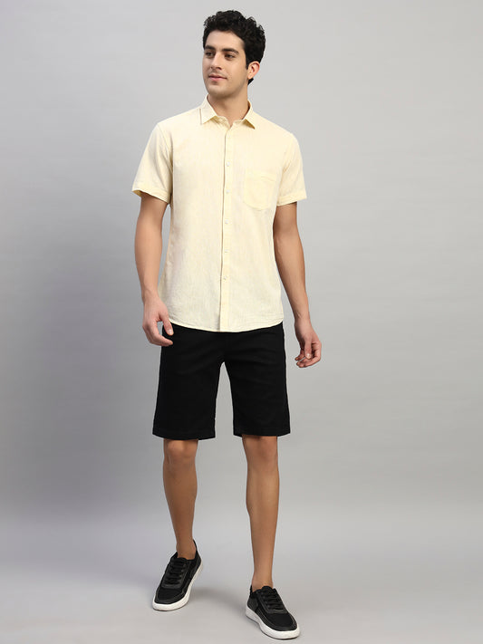 Casual Shirt for Men | Breathable & Soft with Color Fastness Regular Fit Spread Collar Neck Cotton Fabric Solid Pattern
