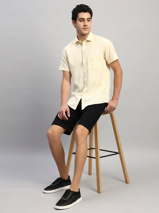 Casual Shirt for Men | Breathable & Soft with Color Fastness Regular Fit Spread Collar Neck Cotton Fabric Solid Pattern