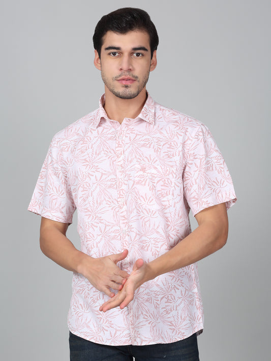 Casual Shirt for Men | Breathable & Soft with Color Fastness Slim Fit Spread Collar 100% Cotton Fabric Printed Pattern