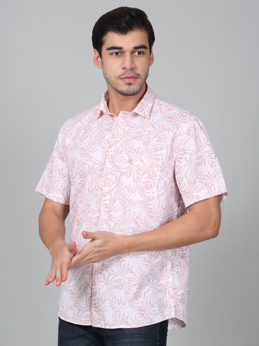 Casual Shirt for Men | Breathable & Soft with Color Fastness Slim Fit Spread Collar 100% Cotton Fabric Printed Pattern