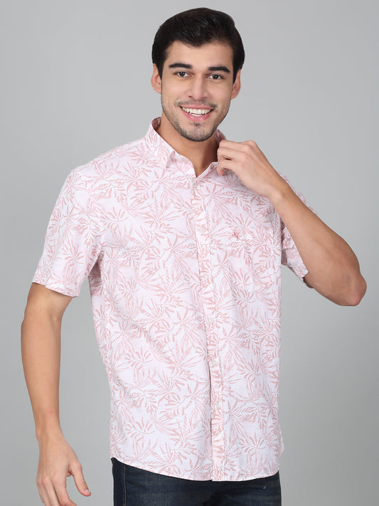 Casual Shirt for Men | Breathable & Soft with Color Fastness Slim Fit Spread Collar 100% Cotton Fabric Printed Pattern