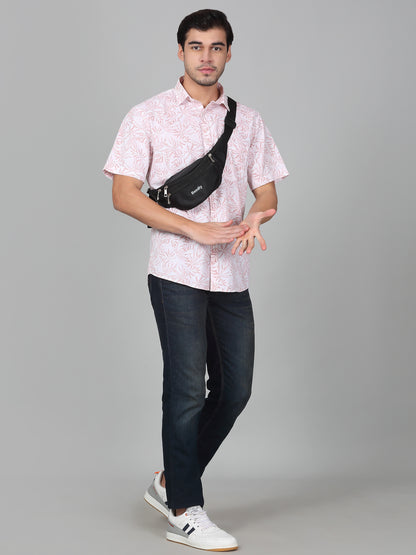 Casual Shirt for Men | Breathable & Soft with Color Fastness Slim Fit Spread Collar 100% Cotton Fabric Printed Pattern