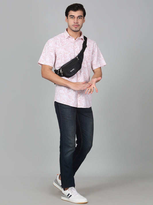 Casual Shirt for Men | Breathable & Soft with Color Fastness Slim Fit Spread Collar 100% Cotton Fabric Printed Pattern