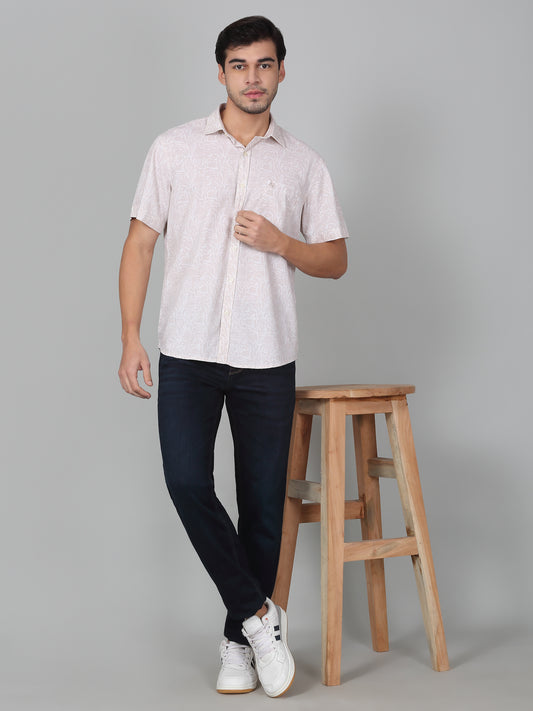 Casual Shirt for Men | Breathable & Soft with Color Fastness Regular Fit Spread Collar Neck Cotton Fabric Printed Pattern