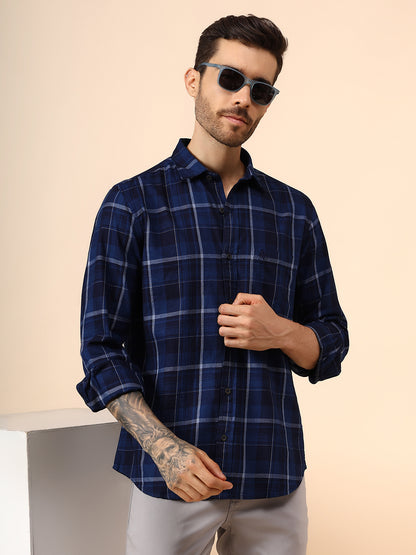 Casual Shirt for Men | Breathable & Soft with Color Fastness Regular Fit Spread Collar Neck Cotton Fabric Checkered Pattern