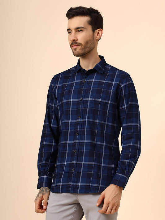 Casual Shirt for Men | Breathable & Soft with Color Fastness Regular Fit Spread Collar Neck Cotton Fabric Checkered Pattern