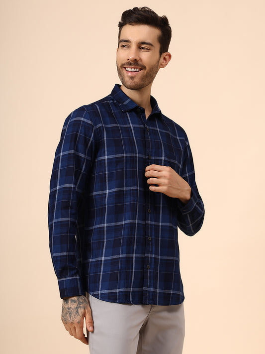 Casual Shirt for Men | Breathable & Soft with Color Fastness Regular Fit Spread Collar Neck Cotton Fabric Checkered Pattern