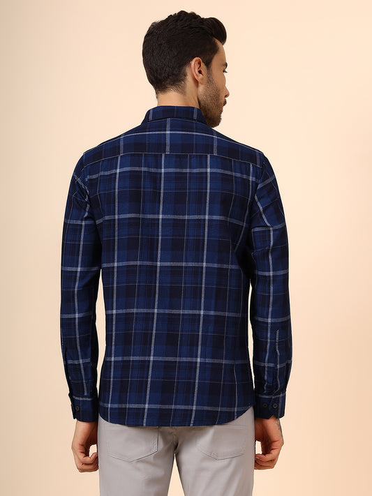 Casual Shirt for Men | Breathable & Soft with Color Fastness Regular Fit Spread Collar Neck Cotton Fabric Checkered Pattern