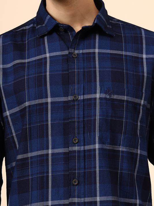 Casual Shirt for Men | Breathable & Soft with Color Fastness Regular Fit Spread Collar Neck Cotton Fabric Checkered Pattern