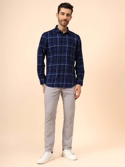 Casual Shirt for Men | Breathable & Soft with Color Fastness Regular Fit Spread Collar Neck Cotton Fabric Checkered Pattern