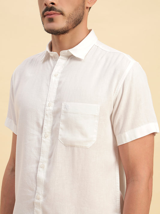 Casual Shirt for Men | Breathable & Soft with Color Fastness Regular Fit Spread Collar Neck Cotton Linen Fabric Solid Pattern