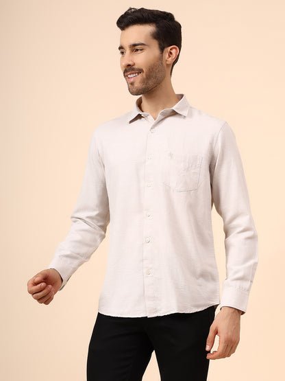Casual Shirt for Men | Breathable & Soft with Color Fastness Regular Fit Spread Collar Neck Cotton Blend Fabric Self Design Pattern