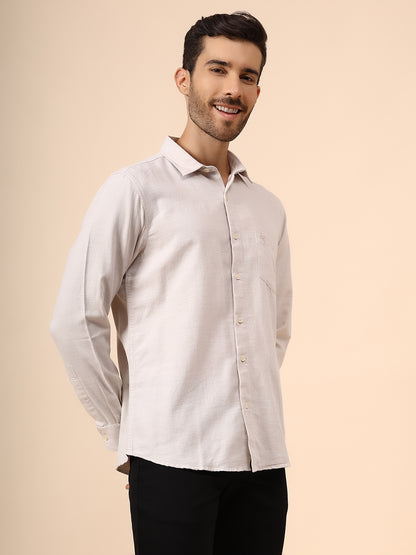 Casual Shirt for Men | Breathable & Soft with Color Fastness Regular Fit Spread Collar Neck Cotton Blend Fabric Self Design Pattern