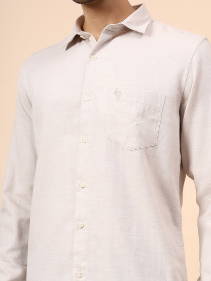 Casual Shirt for Men | Breathable & Soft with Color Fastness Regular Fit Spread Collar Neck Cotton Blend Fabric Self Design Pattern