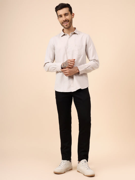 Casual Shirt for Men | Breathable & Soft with Color Fastness Regular Fit Spread Collar Neck Cotton Blend Fabric Self Design Pattern