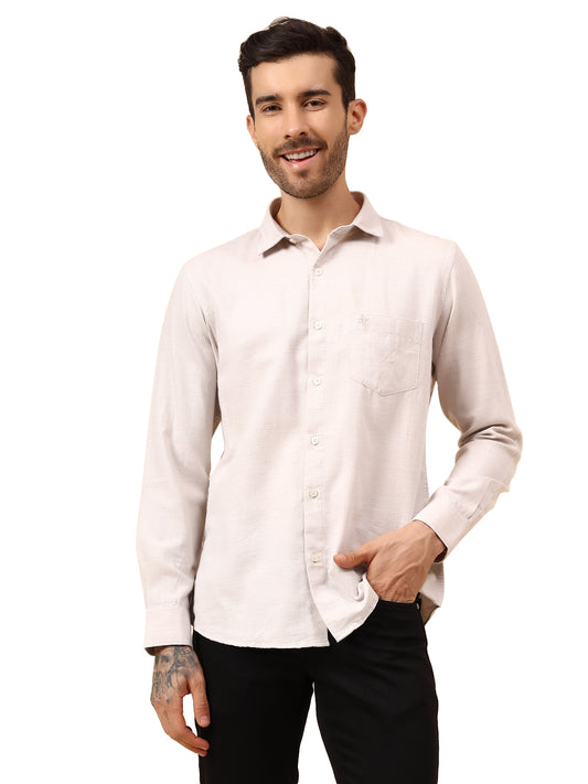 Casual Shirt for Men | Breathable & Soft with Color Fastness Regular Fit Spread Collar Neck Cotton Blend Fabric Self Design Pattern