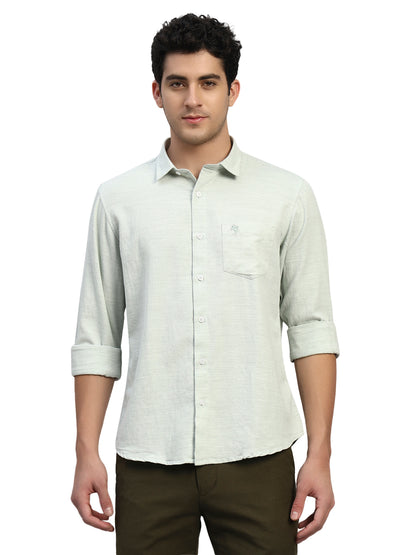 Casual Shirt for Men | Breathable & Soft with Color Fastness Regular Fit Spread Collar Neck Cotton Blend Fabric Self Design Pattern