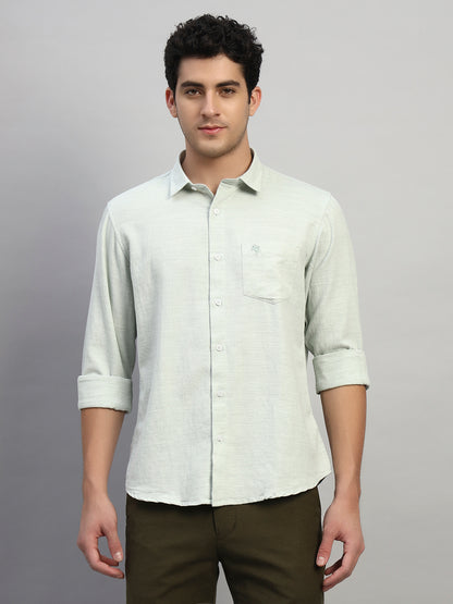 Casual Shirt for Men | Breathable & Soft with Color Fastness Regular Fit Spread Collar Neck Cotton Blend Fabric Self Design Pattern