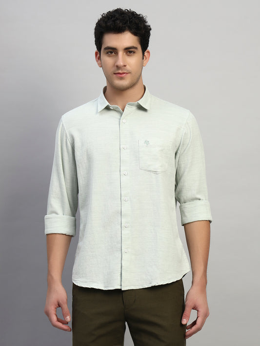 Casual Shirt for Men | Breathable & Soft with Color Fastness Regular Fit Spread Collar Neck Cotton Blend Fabric Self Design Pattern