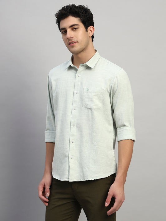 Casual Shirt for Men | Breathable & Soft with Color Fastness Regular Fit Spread Collar Neck Cotton Blend Fabric Self Design Pattern