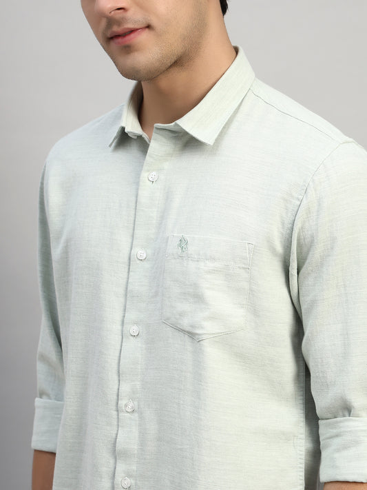 Casual Shirt for Men | Breathable & Soft with Color Fastness Regular Fit Spread Collar Neck Cotton Blend Fabric Self Design Pattern