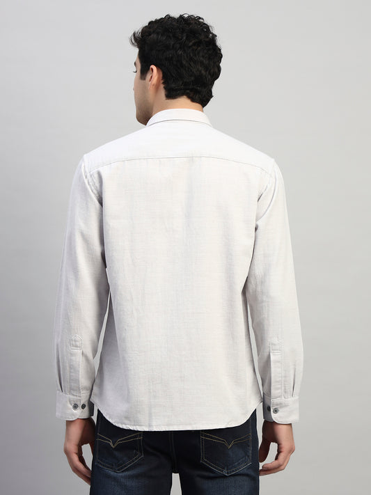 Casual Shirt for Men | Breathable & Soft with Color Fastness Regular Fit Spread Collar Neck Cotton Blend Fabric Self Design Pattern
