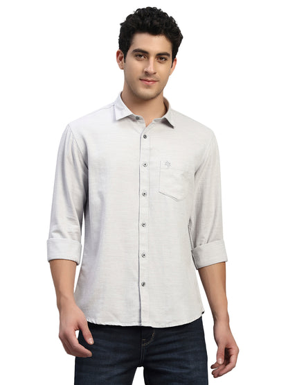 Casual Shirt for Men | Breathable & Soft with Color Fastness Regular Fit Spread Collar Neck Cotton Blend Fabric Self Design Pattern
