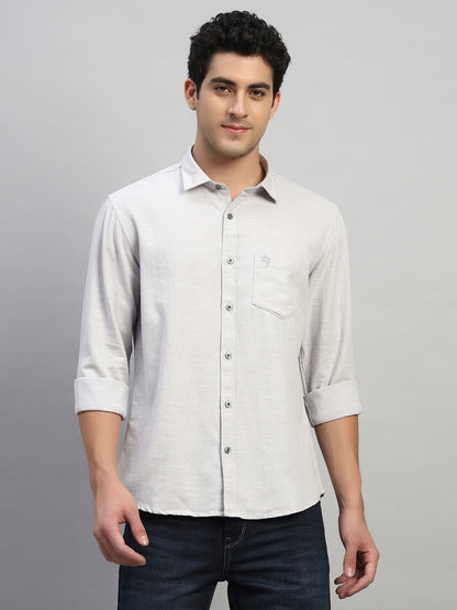 Casual Shirt for Men | Breathable & Soft with Color Fastness Regular Fit Spread Collar Neck Cotton Blend Fabric Self Design Pattern