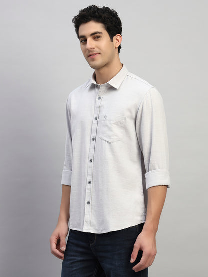 Casual Shirt for Men | Breathable & Soft with Color Fastness Regular Fit Spread Collar Neck Cotton Blend Fabric Self Design Pattern