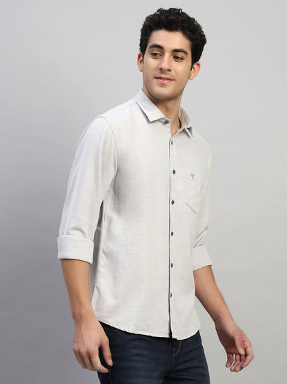 Casual Shirt for Men | Breathable & Soft with Color Fastness Regular Fit Spread Collar Neck Cotton Blend Fabric Self Design Pattern