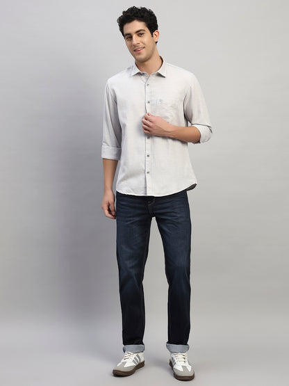 Casual Shirt for Men | Breathable & Soft with Color Fastness Regular Fit Spread Collar Neck Cotton Blend Fabric Self Design Pattern