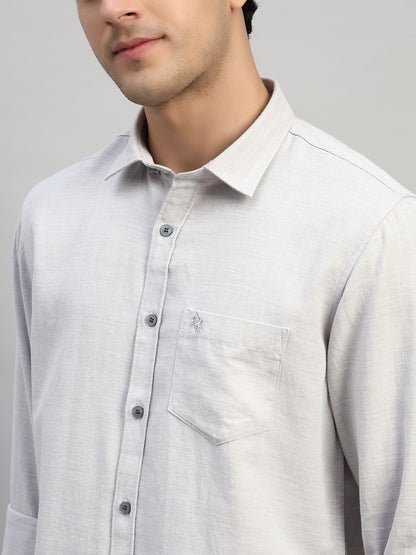 Casual Shirt for Men | Breathable & Soft with Color Fastness Regular Fit Spread Collar Neck Cotton Blend Fabric Self Design Pattern
