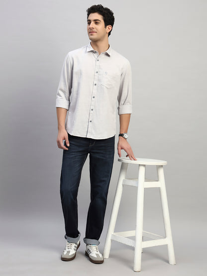 Casual Shirt for Men | Breathable & Soft with Color Fastness Regular Fit Spread Collar Neck Cotton Blend Fabric Self Design Pattern